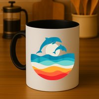Vintage Retro Summer Time Beach Dolphin Mug
