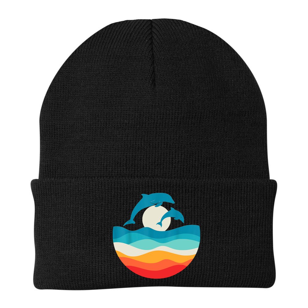 Vintage Retro Summer Time Beach Dolphin Beanie