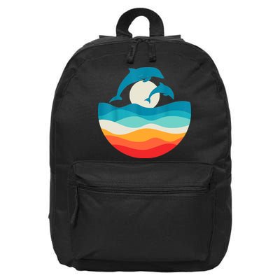 Vintage Retro Summer Time Beach Dolphin 16 in Basic Backpack