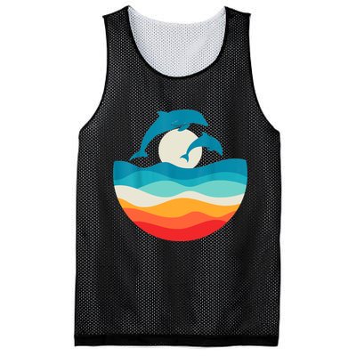 Vintage Retro Summer Time Beach Dolphin Mesh Reversible Basketball Jersey Tank