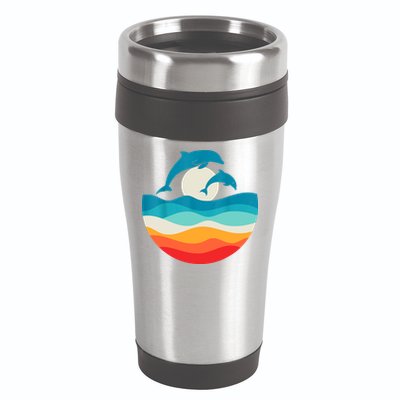Vintage Retro Summer Time Beach Dolphin 16oz Travel Tumbler