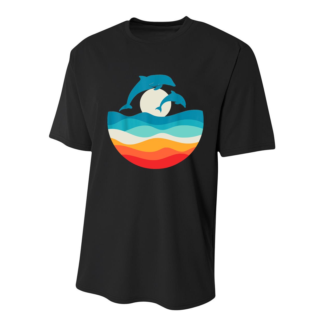 Vintage Retro Summer Time Beach Dolphin Youth Performance Sprint T-Shirt