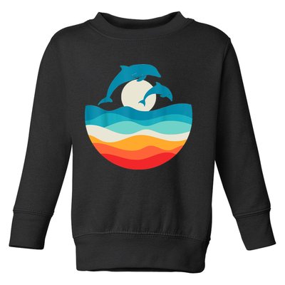 Vintage Retro Summer Time Beach Dolphin Toddler Sweatshirt