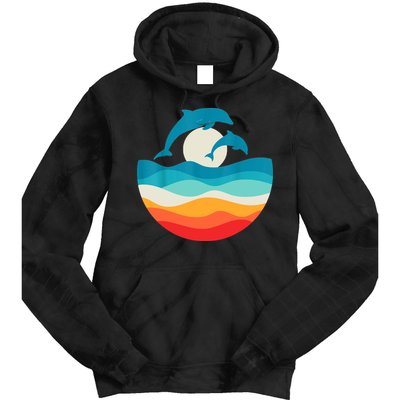 Vintage Retro Summer Time Beach Dolphin Tie Dye Hoodie