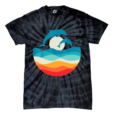 Vintage Retro Summer Time Beach Dolphin Tie-Dye T-Shirt