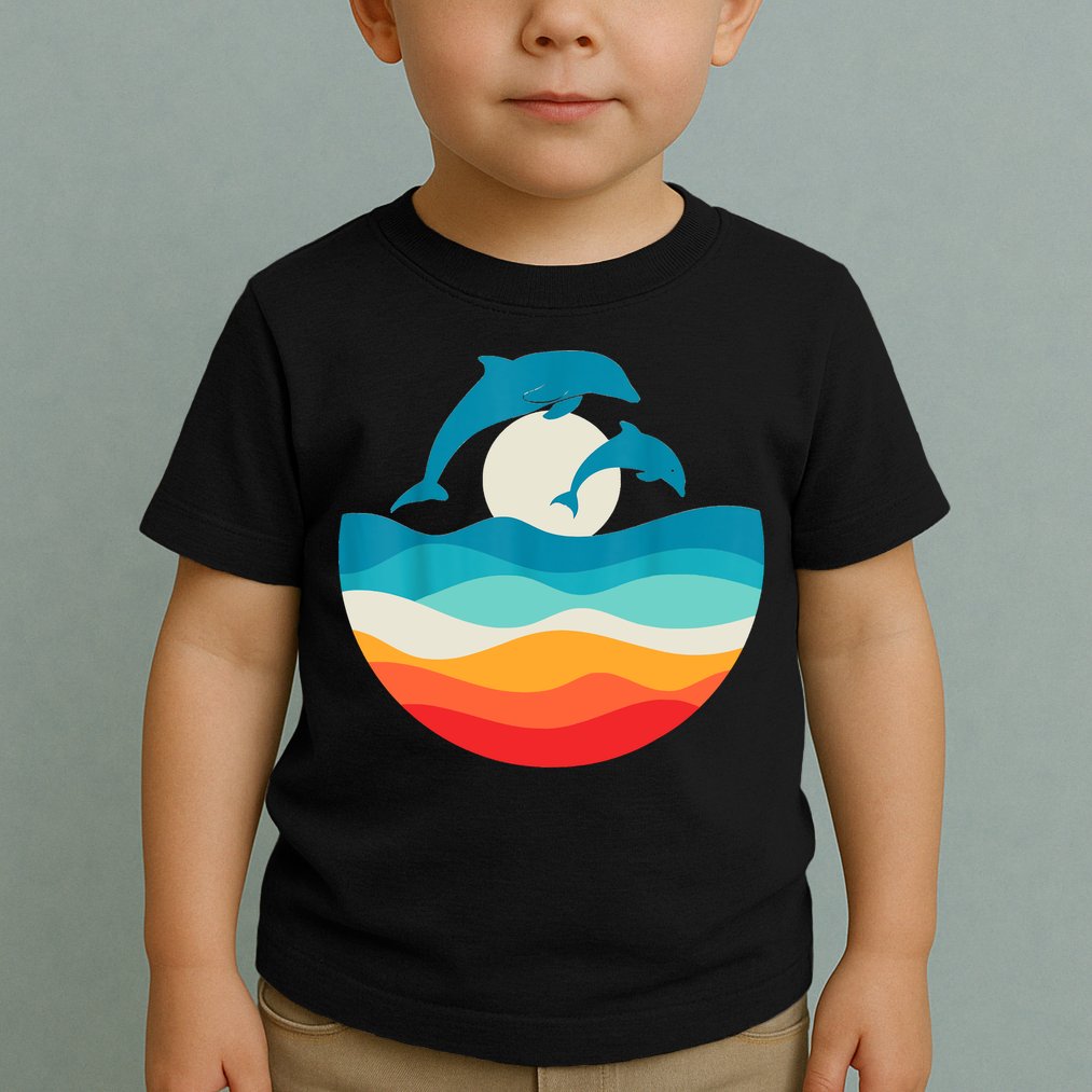 Vintage Retro Summer Time Beach Dolphin Toddler T-Shirt