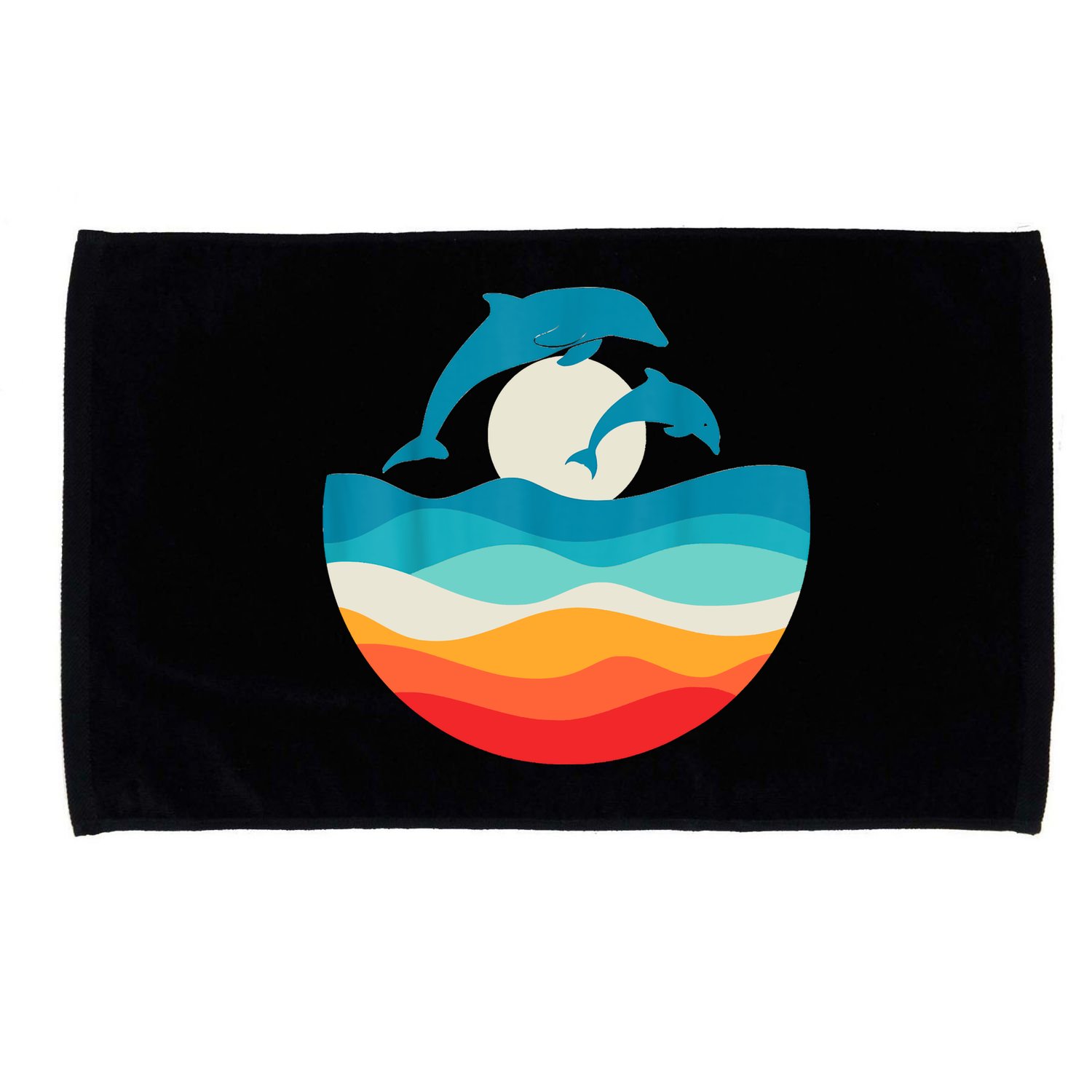 Vintage Retro Summer Time Beach Dolphin Microfiber Hand Towel