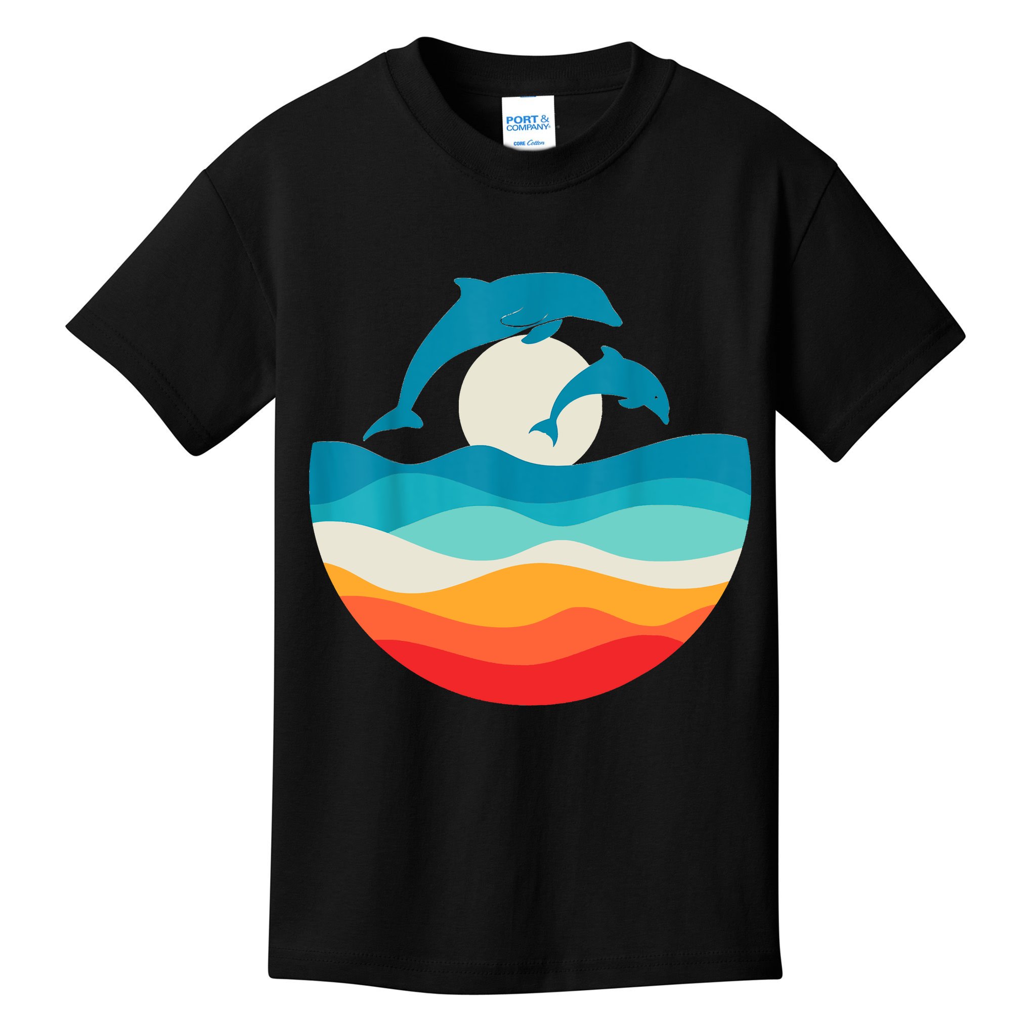 Vintage Retro Summer Time Beach Dolphin Kids T-Shirt