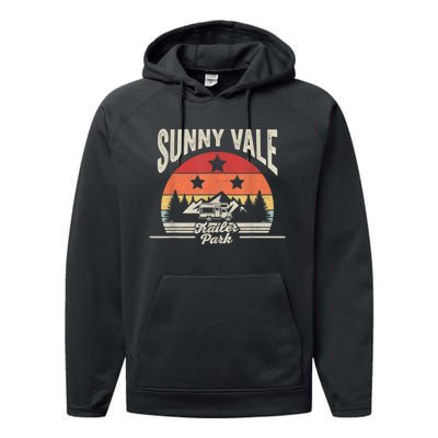 Vintage Retro Sunnyvale Trailer Park Performance Fleece Hoodie