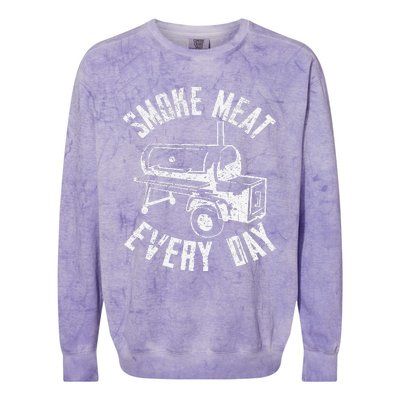 Vintage Retro Smoke Meat Everyday Funny BBQ Smoker Grilling Colorblast Crewneck Sweatshirt