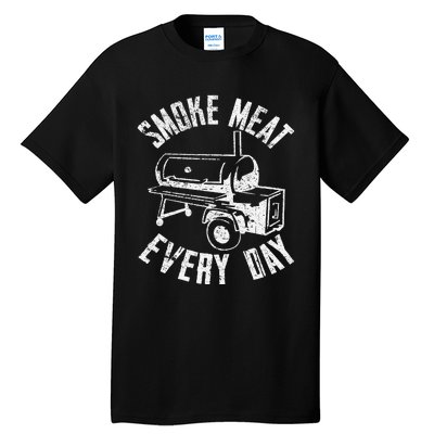 Vintage Retro Smoke Meat Everyday Funny BBQ Smoker Grilling Tall T-Shirt