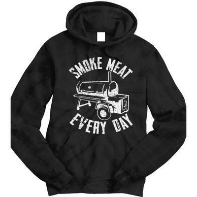 Vintage Retro Smoke Meat Everyday Funny BBQ Smoker Grilling Tie Dye Hoodie