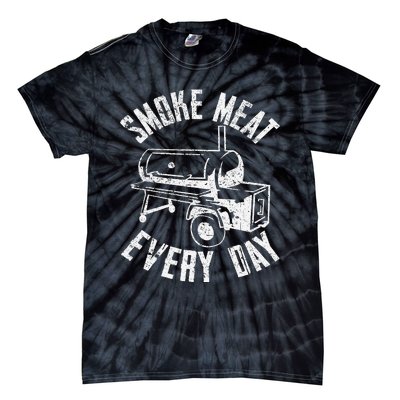 Vintage Retro Smoke Meat Everyday Funny BBQ Smoker Grilling Tie-Dye T-Shirt