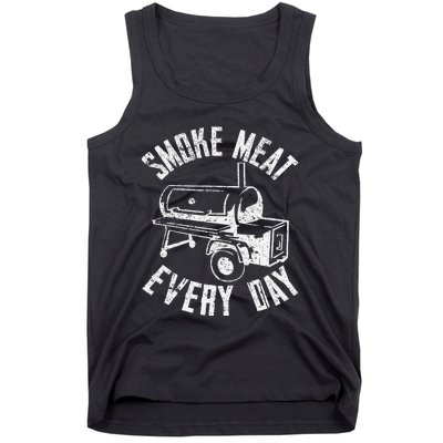 Vintage Retro Smoke Meat Everyday Funny BBQ Smoker Grilling Tank Top