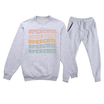 V4Z5 Retro Speechie Speech Language Pathologist Therapy Premium Crewneck Sweatsuit Set