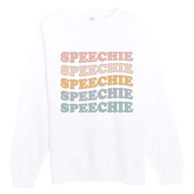 V4Z5 Retro Speechie Speech Language Pathologist Therapy Premium Crewneck Sweatshirt