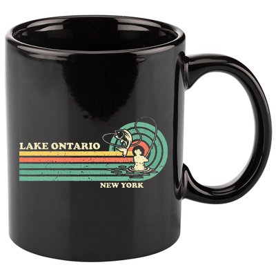 Vintage Retro Summer Fishing New York Ontario Lake 11oz C Handle Ceramic Mug