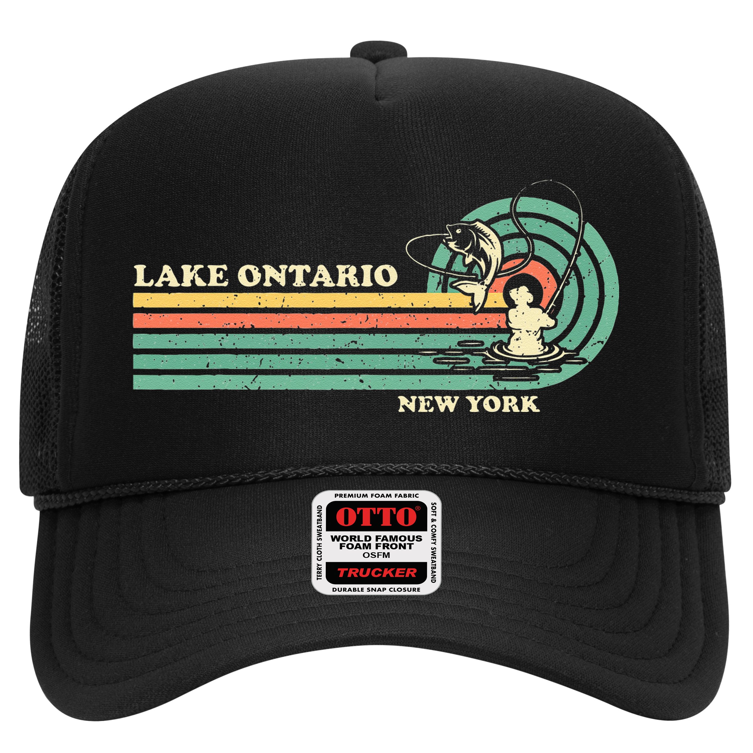 Vintage Retro Summer Fishing New York Ontario Lake Hat