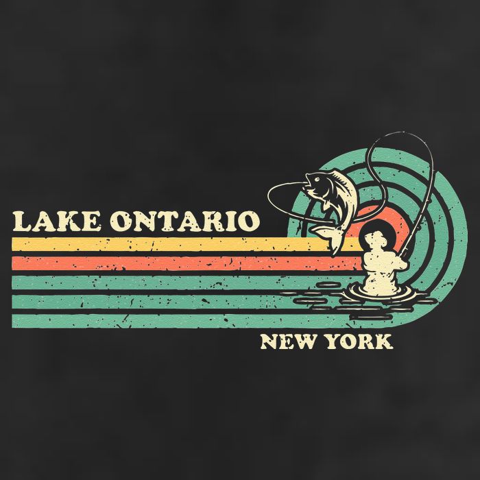 Vintage Retro Summer Fishing New York Ontario Lake Hat
