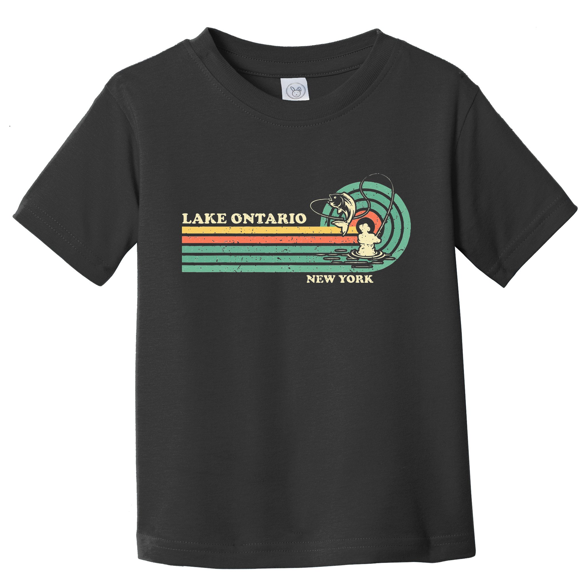 Vintage Retro Summer Fishing New York Ontario Lake Toddler T-Shirt