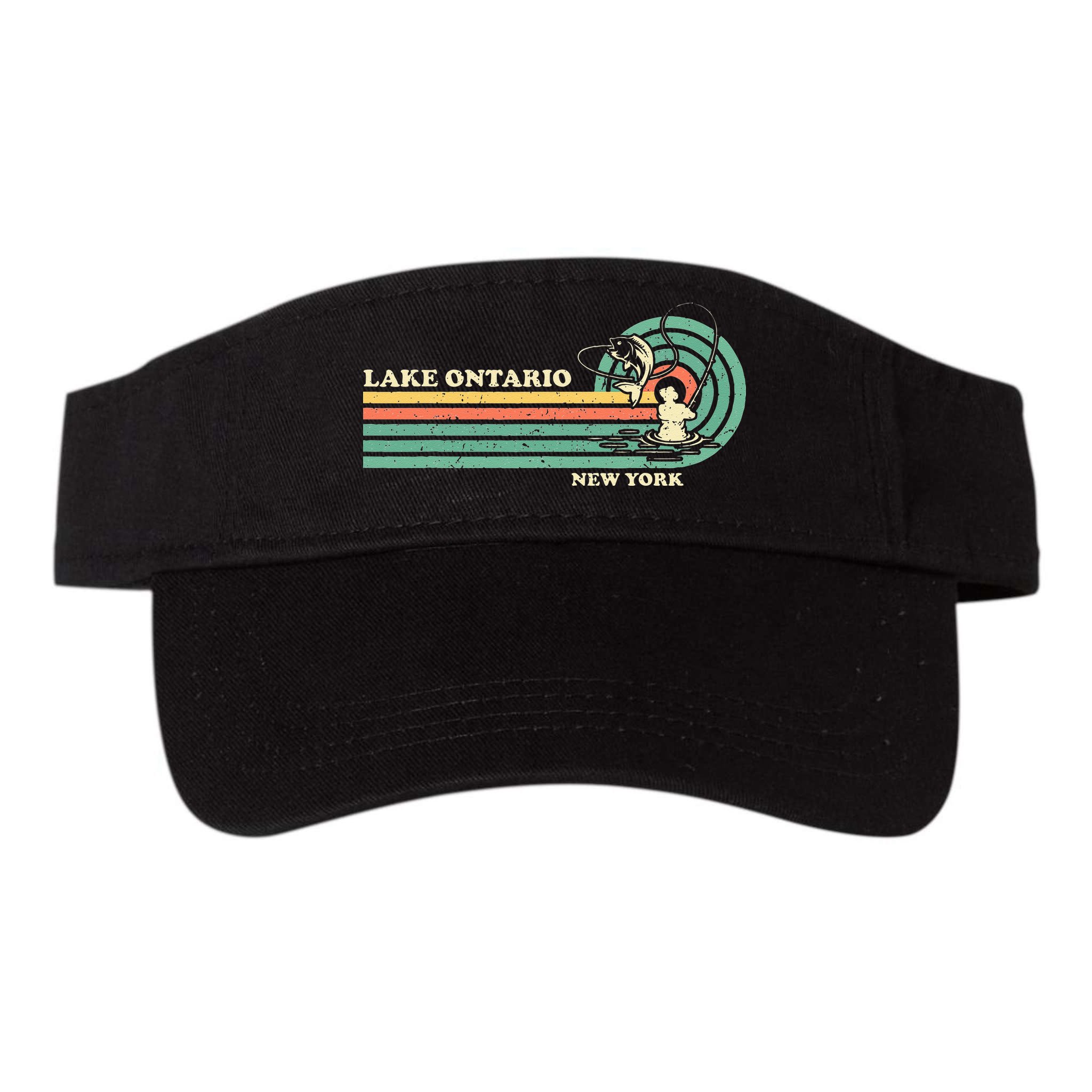 Vintage Retro Summer Fishing New York Ontario Lake Visor