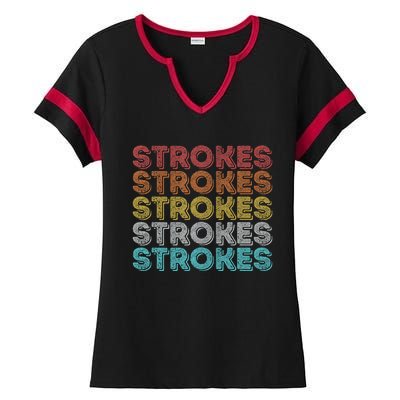 Vintage Retro Strokes Ladies Halftime Notch Neck Tee