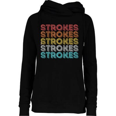 Vintage Retro Strokes Womens Funnel Neck Pullover Hood