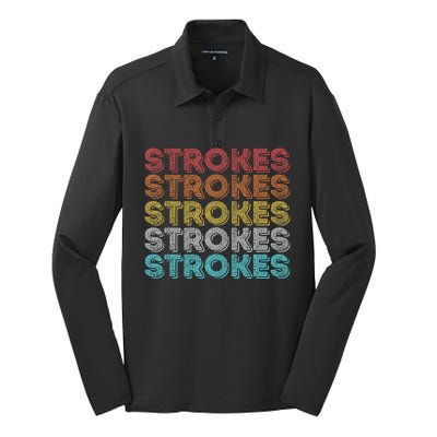 Vintage Retro Strokes Silk Touch Performance Long Sleeve Polo