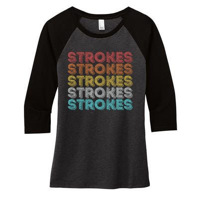 Vintage Retro Strokes Women's Tri-Blend 3/4-Sleeve Raglan Shirt