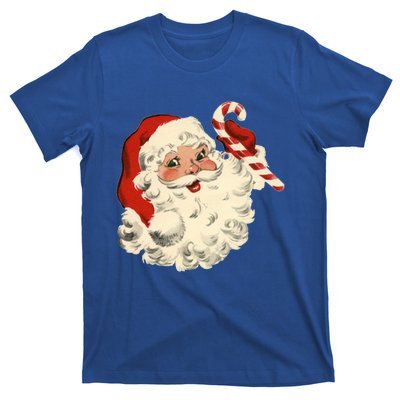 Vintage Retro Santa Claus Candy Cane Christmas Holiday Gift T-Shirt