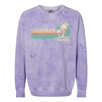 Vintage Retro Summer Vacation Mexico Cancun Beach Colorblast Crewneck Sweatshirt