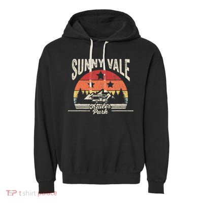 Vintage Retro Sunnyvale Trailer Park Garment-Dyed Fleece Hoodie
