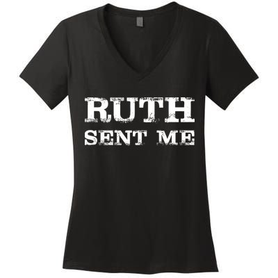 Vintage Ruth Sent Me RBG Ruth Bader Ginsburg Vote Women's V-Neck T-Shirt