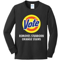 Vote Removes Stubborn Orange Stains Funny Antitrump Kids Long Sleeve Shirt