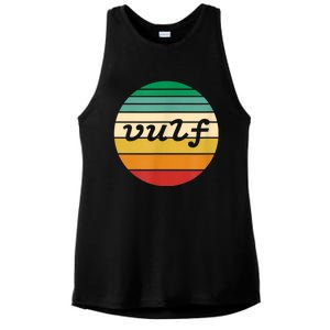 Vulf Retro Sunset Vulfpeck Design Ladies PosiCharge Tri-Blend Wicking Tank