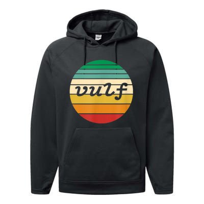 Vulf Retro Sunset Vulfpeck Design Performance Fleece Hoodie