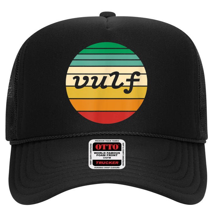 Vulf Retro Sunset Vulfpeck Design High Crown Mesh Back Trucker Hat