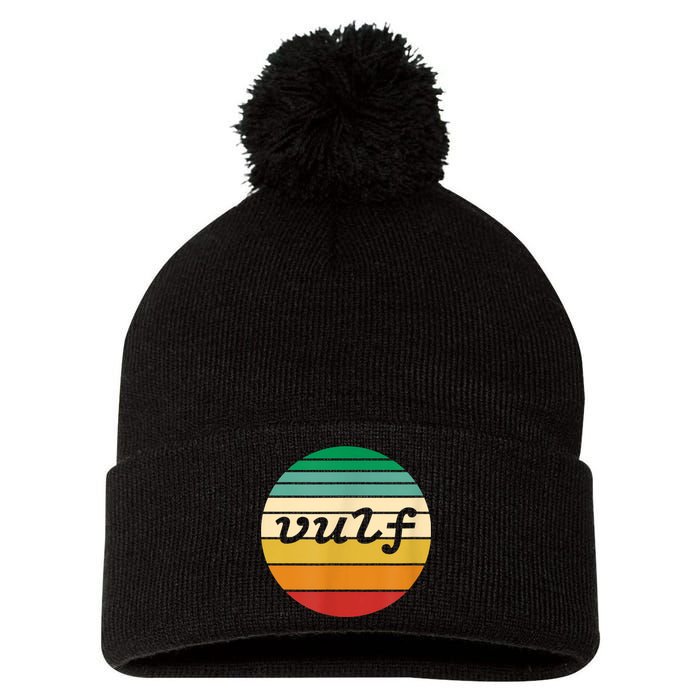 Vulf Retro Sunset Vulfpeck Design Pom Pom 12in Knit Beanie