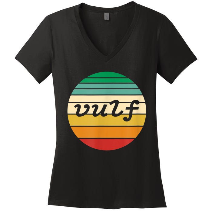 Vulf Retro Sunset Vulfpeck Design Women's V-Neck T-Shirt