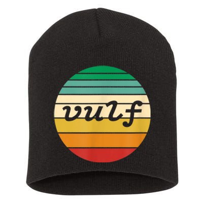 Vulf Retro Sunset Vulfpeck Design Short Acrylic Beanie