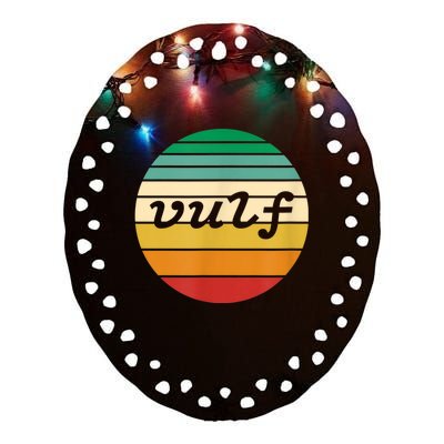 Vulf Retro Sunset Vulfpeck Design Ceramic Oval Ornament