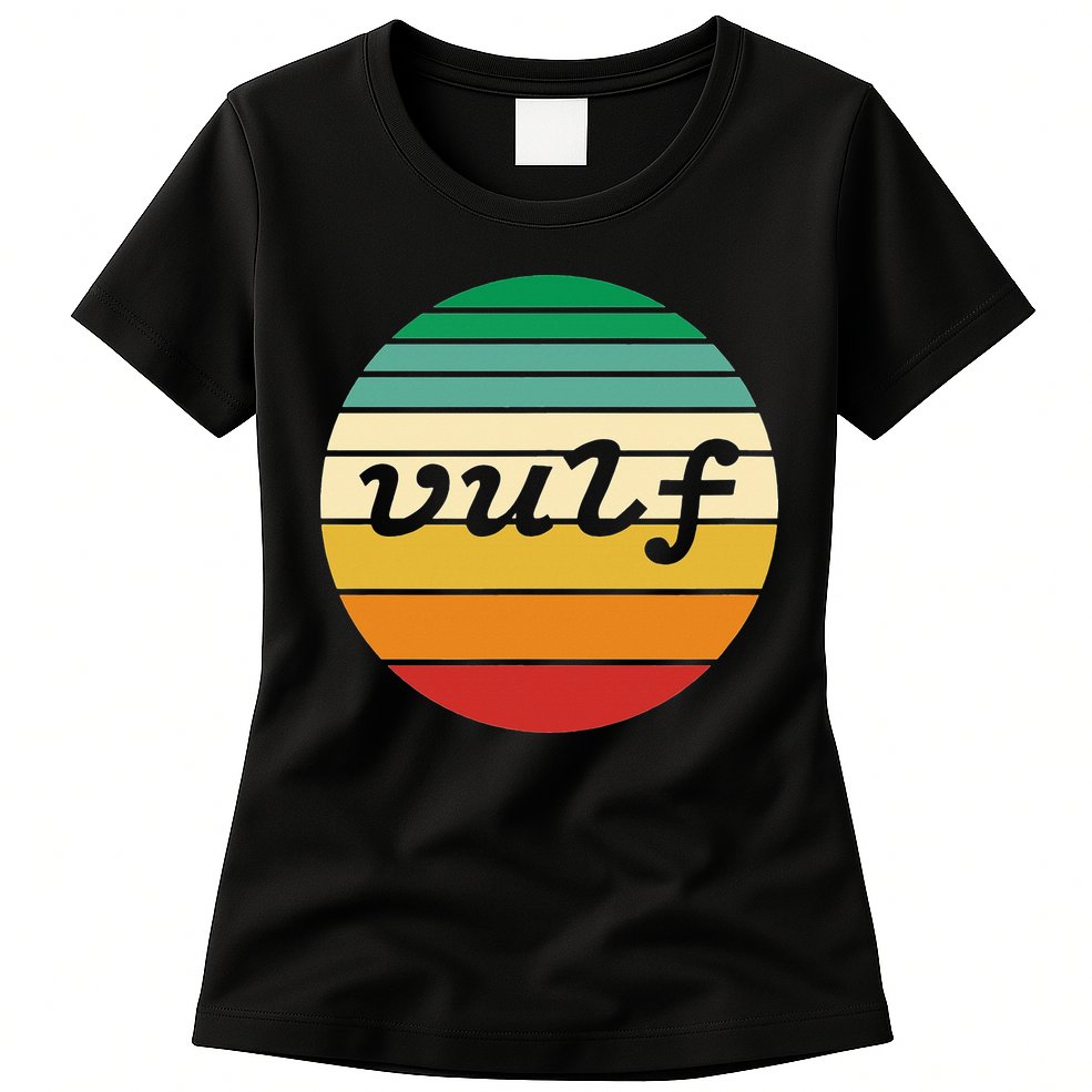 Vulf Retro Sunset Vulfpeck Design Womens T-Shirt