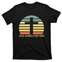 Vintage Retro Sunset Christian Jesus Changes Everything T-Shirt