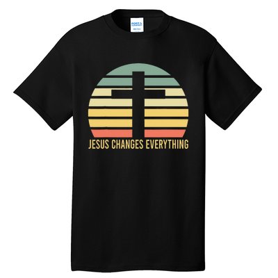 Vintage Retro Sunset Christian Jesus Changes Everything Tall T-Shirt