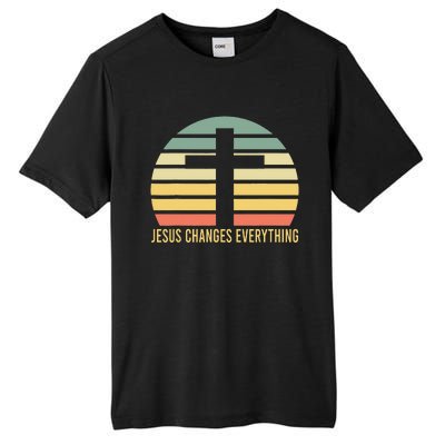 Vintage Retro Sunset Christian Jesus Changes Everything Tall Fusion ChromaSoft Performance T-Shirt