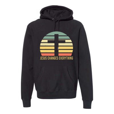 Vintage Retro Sunset Christian Jesus Changes Everything Premium Hoodie