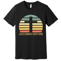 Vintage Retro Sunset Christian Jesus Changes Everything Premium T-Shirt