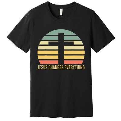 Vintage Retro Sunset Christian Jesus Changes Everything Premium T-Shirt