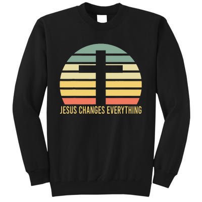 Vintage Retro Sunset Christian Jesus Changes Everything Tall Sweatshirt