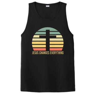 Vintage Retro Sunset Christian Jesus Changes Everything PosiCharge Competitor Tank